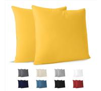 Dreamzie Federe Cuscini Divano 60x60 (Set di 2) - Giallo - Federe 60x60 cm - 100% Jersey di Cotone - Federa da Cuscino - Copri Cuscino per Letto - Fodera Protezione per Cuscino