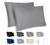 Dreamzie Federe Cuscino Letto 50x70cm - Set da 2 in Microfibra Spazzolata con Cerniera Certificate Oeko-Tex - Federe Cuscini Letto Matrimoniale - Antracite