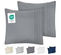 DREAMZIE Federe Cuscino Letto 65x65 (Set 2) in Microfibra con Motivo Ricamato OEKO-TEX Certificazione - Federa Cuscini Morbido Antracite