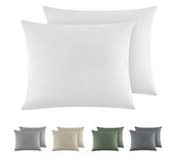 Dreamzie Federe Cuscino Letto Cotone 30x50 cm, Set di 2, 100% Cotone Lavato, Copricuscino Letto Bianco Con Cerniera, Federa Cuscino Certificata OEKO-TEX