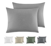 Dreamzie Federe Cuscino Letto Cotone 40x60 cm, Set di 2, 100% Cotone Lavato, Copricuscino Letto Grigio Chiaro Con Cerniera, Federa Cuscino Certificata OEKO-TEX