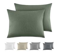 Dreamzie Federe Cuscino Letto Cotone 40x60 cm, Set di 2, 100% Cotone Lavato, Copricuscino Letto Verde Con Cerniera, Federa Cuscino Certificata OEKO-TEX