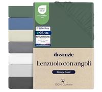 Dreamzie Lenzuola Con Angoli Una Piazza e Mezza Cotone 120x200 cm, 100% Cotone Jersey Elasticizzato - Verde Anatra - Oeko-Tex Certificato e Ipoallergenico