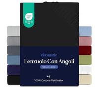 Dreamzie Lenzuola Letto Singolo Cotone 100x200 cm, Altezza Materasso fino a 22 cm - Lenzuolo Con Angoli Singolo - Nero - Certificato senza Prodotti Chimici (Oeko TEX)