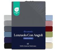 Dreamzie Lenzuola Letto Singolo Cotone 100x200 cm, Altezza Materasso fino a 22 cm - Lenzuolo Con Angoli Singolo - Grigio Scuro - Certificato senza Prodotti Chimici (Oeko TEX)