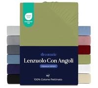 Dreamzie Lenzuola Letto Singolo Cotone 100x200 cm, Altezza Materasso fino a 22 cm - Lenzuolo Con Angoli Singolo - Anis - Certificato senza Prodotti Chimici (Oeko TEX)