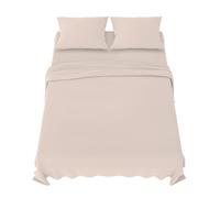 Dreamzie Lenzuola Matrimoniali 150x200 cm - Completo Lenzuola 4 Pezzi in Microfibre - Lenzuolo con Angoli - Lenzuola Sopra - 2 Federa 65x65 - Lenzuola Matrimoniali 150x200cm Beige