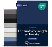 Dreamzie - Lenzuola Matrimoniali 180x200 Cotone Elastico Comfort Premium 250gsm - Altezza Profondo 40 cm, Materassi Alti o Boxspring - Oeko-Tex - Blu scuro
