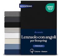 Dreamzie - Lenzuola Matrimoniali 180x200 Cotone Elastico Comfort Premium 250gsm - Altezza Profondo 40 cm, Materassi Alti o Boxspring - Oeko-Tex - Nero