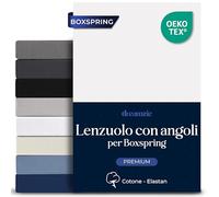 Dreamzie - Lenzuola Matrimoniali 180x200 Cotone Elastico Comfort Premium 250gsm - Altezza Profondo 40 cm, Materassi Alti o Boxspring - Oeko-Tex - Bianco