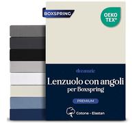 Dreamzie - Lenzuola Matrimoniali 200x200 Cotone Elastico Comfort Premium 250gsm - Altezza Profondo 40 cm, Materassi Alti o Boxspring - Oeko-Tex - Beige