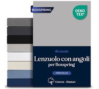 Dreamzie - Lenzuola Matrimoniali 200x200 Cotone Elastico Comfort Premium 250gsm - Altezza Profondo 40 cm, Materassi Alti o Boxspring - Oeko-Tex - Grigio