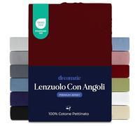 Dreamzie Lenzuola Matrimoniali Cotone 140x200 cm, Altezza Materasso fino a 22 cm - Coprimaterasso Matrimoniale - Borgogna - Certificato senza Prodotti Chimici (Oeko TEX)