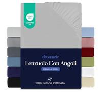 Dreamzie Lenzuola Matrimoniali Cotone 140x200 cm, Altezza Materasso fino a 22 cm - Coprimaterasso Matrimoniale - Grigio - Certificato senza Prodotti Chimici (Oeko TEX)