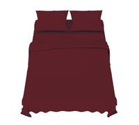 Dreamzie Lenzuola Una Piazza e Mezza 140x200 cm - Completo Lenzuola 4 Pezzi in Microfibre - Lenzuolo con Angoli - Lenzuola Sopra - 2 Federa 65x65 - Lenzuola Una Piazza e Mezza 140x200cm Bordeaux