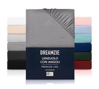 Dreamzie Lenzuolo con Angoli 140x200 cm - Altezza fino a 33 cm - 100% Microfibra - Antracite - Certificato senza Prodotti Chimici (Oeko TEX), Lenzuola Letto con Angoli ed Elastico