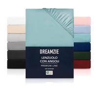 Dreamzie Lenzuolo con Angoli 140x200 cm - Altezza fino a 33 cm - 100% Microfibra - Aqua - Certificato senza Prodotti Chimici (Oeko TEX), Lenzuola Letto con Angoli ed Elastico