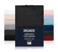 Dreamzie Lenzuolo con Angoli 140x200 cm - Altezza fino a 33 cm - 100% Microfibra - Nero - Certificato senza Prodotti Chimici (Oeko TEX), Lenzuola Letto con Angoli ed Elastico