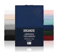 Dreamzie Lenzuolo con Angoli 80x200 cm - Altezza fino a 33 cm - 100% Microfibra - Blu Scuro - Certificato senza Prodotti Chimici (Oeko TEX), Lenzuola Letto con Angoli ed Elastico