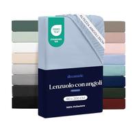 Dreamzie Lenzuolo con Angoli 80x200 cm - Altezza Materasso fino a 33 cm- 100% Microfibra - Blu - Certificato Oeko TEX, Lenzuola Letto con Angoli ed Elastico