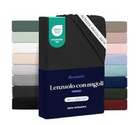 Dreamzie Lenzuolo con Angoli 80x200 cm - Altezza Materasso fino a 33 cm- 100% Microfibra - Nero - Certificato Oeko TEX, Lenzuola Letto con Angoli ed Elastico