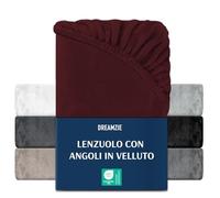 DREAMZIE - Lenzuolo con angoli 90-100 x 200 cm - Borgogna Lenzuola in Pile con Angolo Elasticizzati