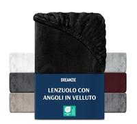 DREAMZIE - Lenzuolo con angoli 90-100 x 200 cm - Nero Lenzuola in Pile con Angolo Elasticizzati