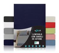Dreamzie Lenzuolo con Angoli Cotone - 100x200 - Oeko Tex Certificato - Blu Scuro - Lenzuola Singolo Cotone 100x200
