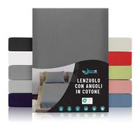 Dreamzie Lenzuolo Con Angoli Cotone - 100x200 - Oeko Tex certificato - Grigio Antracite - Lenzuola Singolo Cotone 100x200
