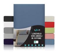 Dreamzie Lenzuolo Con Angoli Cotone - 120x200 - Oeko Tex certificato - Blu - Lenzuola una Piazza e Mezza 120x200