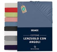 Dreamzie Lenzuolo Con Angoli Cotone - 90x190/200 - Oeko Tex certificato - Blu - Lenzuolo con Angoli Singolo 90x190/200