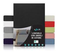 Dreamzie Lenzuolo con Angoli Cotone - 90x190/200 - Oeko Tex Certificato - Nero - Lenzuolo con Angoli Singolo 90x190/200