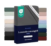 Dreamzie Lenzuolo con Angoli Matrimoniale 160x200 cm - Altezza Materasso fino a 33 cm- 100% Microfibra - Grigio Scuro - Certificato Oeko TEX, Lenzuola Letto con Angoli ed Elastico