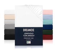 Dreamzie Lenzuolo con Angoli Matrimoniale 200x200 cm - Altezza Fino a 33 cm - 100% Microfibra - Bianco - Certificato Senza Prodotti Chimici (Oeko Tex), Lenzuola Letto con Angoli ed Elastico