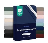 Dreamzie Lenzuolo con Angoli Matrimoniale 200x200 cm - Altezza Materasso fino a 33 cm- 100% Microfibra - Blu Scuro - Certificato Oeko TEX, Lenzuola Letto con Angoli ed Elastico