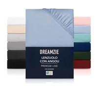 Dreamzie Lenzuolo con Angoli Piazza e Mezza 100x200 cm - Altezza fino a 35 cm - 100% Microfibra - Blu Certificato senza Prodotti Chimici (Oeko TEX), Lenzuola Letto con Angoli ed Elastico