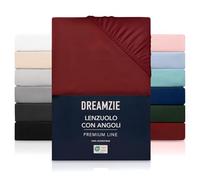 Dreamzie Lenzuolo con Angoli Piazza e Mezza 100x200 cm - Altezza fino a 35 cm - 100% Microfibra - Borgogna Certificato senza Prodotti Chimici (Oeko TEX), Lenzuola Letto con Angoli ed Elastico