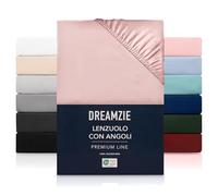 Dreamzie Lenzuolo con Angoli Piazza e Mezza 100x200 cm - Altezza fino a 35 cm - 100% Microfibra - Rosa Certificato senza Prodotti Chimici (Oeko TEX), Lenzuola Letto con Angoli ed Elastico