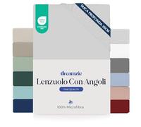 Dreamzie Lenzuolo con Angoli Piazza e Mezza 100x200 cm - Angoli da 35 cm per Materassi Spessi - 100% Microfibra - Grigio, Certificato senza Prodotti Chimici (Oeko-TEX)