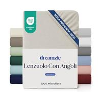 Dreamzie Lenzuolo con Angoli Piazza e Mezza 100x200 cm - Angoli da 35 cm per Materassi Spessi - 100% Microfibra - Beige, Certificato senza Prodotti Chimici (Oeko-TEX)