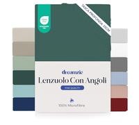 Dreamzie Lenzuolo con Angoli Piazza e Mezza 100x200 cm - Angoli da 35 cm per Materassi Spessi - 100% Microfibra - Verde Petrolio, Certificato senza Prodotti Chimici (Oeko-TEX)