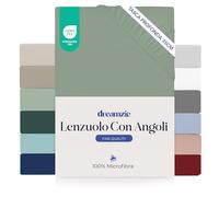 Dreamzie Lenzuolo con Angoli Piazza e Mezza 100x200 cm - Angoli da 35 cm per Materassi Spessi - 100% Microfibra - Verde Chiaro, Certificato senza Prodotti Chimici (Oeko-TEX)