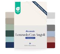 Dreamzie Lenzuolo con Angoli Piazza e Mezza 100x200 cm - Angoli da 35 cm per Materassi Spessi - 100% Microfibra - Bianco sporco, Certificato senza Prodotti Chimici (Oeko-TEX)
