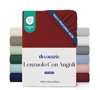 Dreamzie Lenzuolo con Angoli Singolo 100x200 cm - Angoli da 35 cm per Materassi Spessi - 100% Microfibra - Borgogna, Certificato senza Prodotti Chimici (Oeko-TEX)