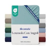 Dreamzie Lenzuolo con Angoli Singolo 80x190/200 cm - Angoli da 35 cm per Materassi Spessi - 100% Microfibra - Aqua, Certificato senza Prodotti Chimici (Oeko-TEX)