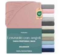 Dreamzie Lenzuolo con Angoli Singolo 80x190 / 200 cm - Angoli da 35 cm per Materassi Spessi - 100% Microfibra di Poliestere - Rosa, Certificato Oeko Tex