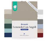 Dreamzie Lenzuolo con Angoli Singolo 80x200 cm - Angoli da 35 cm per Materassi Spessi - 100% Microfibra - Biancheria, Certificato senza Prodotti Chimici (Oeko-TEX)