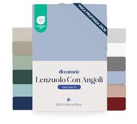 Dreamzie Lenzuolo con Angoli Singolo 90x190 cm - Angoli da 35 cm per Materassi Spessi - 100% Microfibra - Blu, Certificato senza Prodotti Chimici (Oeko-TEX)