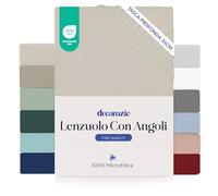 Dreamzie Lenzuolo con Angoli Singolo 90x190 cm - Angoli da 35 cm per Materassi Spessi - 100% Microfibra - Beige, Certificato senza Prodotti Chimici (Oeko-TEX)