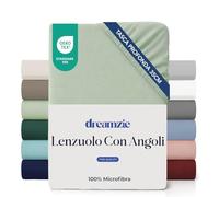 Dreamzie Lenzuolo con Angoli Singolo 90x190 cm - Angoli da 35 cm per Materassi Spessi - 100% Microfibra - Verde Chiaro, Certificato senza Prodotti Chimici (Oeko-TEX)